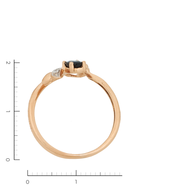 Кольцо из красного золота 585 пробы c 5 бриллиантами и 1 сапфиром, Л 0514 4217 за 11960