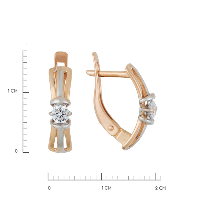 Серьги из золота 585 пробы c 1 фианитом, Л 7502 2085 за 16080