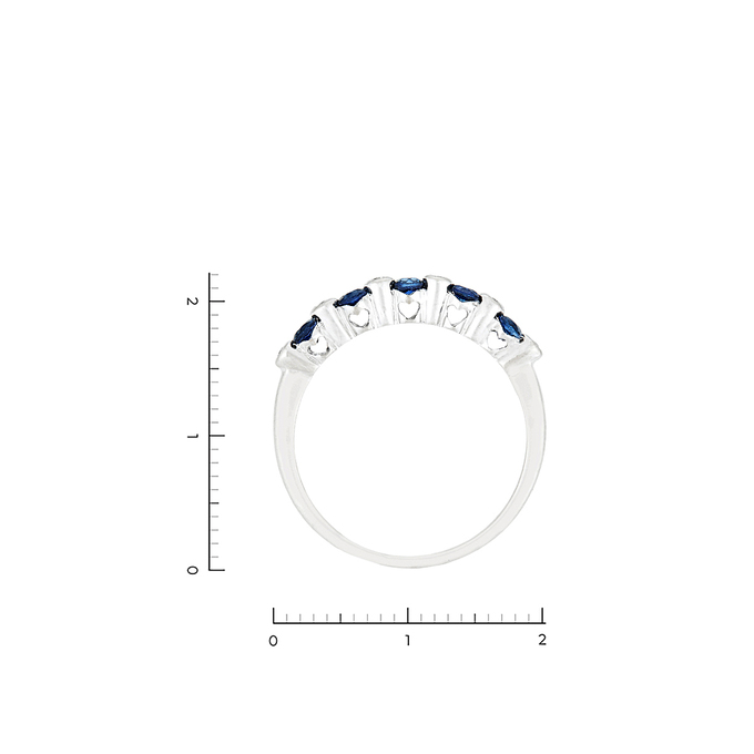 Кольцо из золота 585 пробы c 6 бриллиантами и 5 синт. сапфирами
