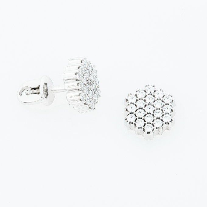 Серьги из белого золота 585 пробы c фианитами