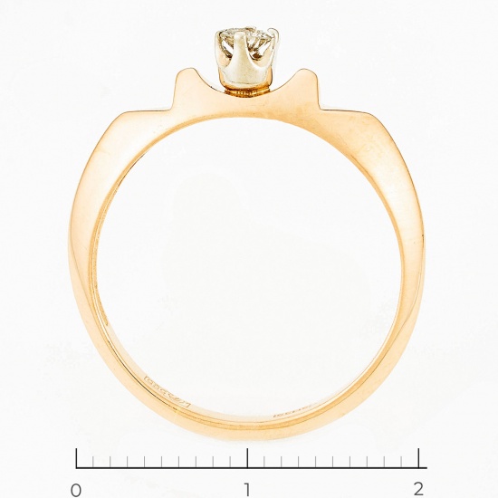 Кольцо из комбинированного золота 585 пробы c 1 бриллиантом, Л18109030 за 11950