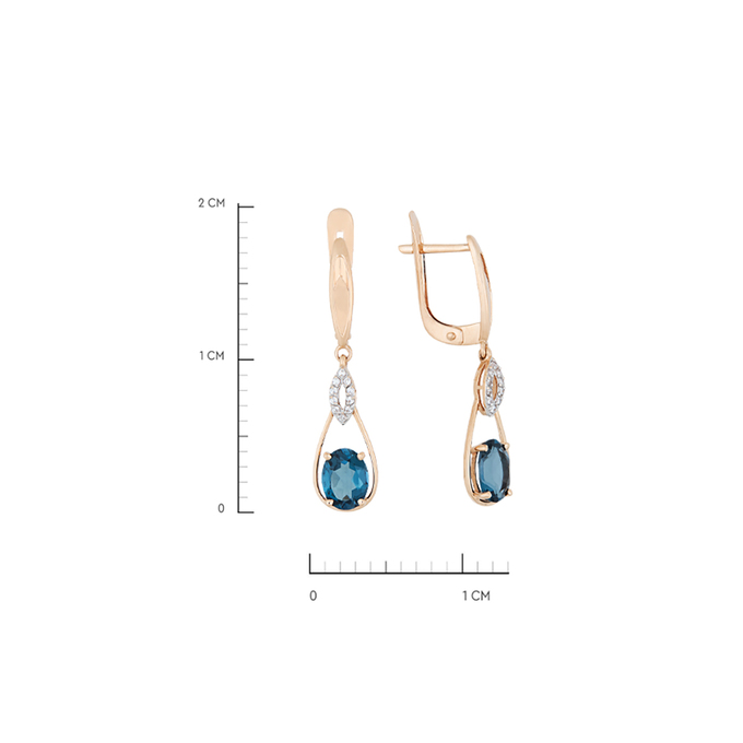 Серьги из золота 585 пробы c топазами Лондон и фианитами, Л 1911 5772 за 32240
