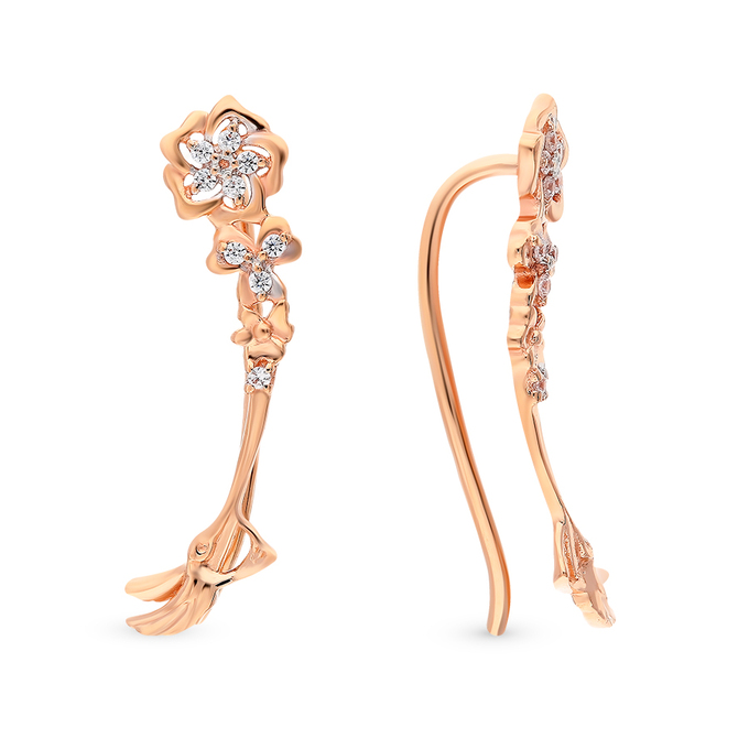 Серьги из красного золота 585 пробы c фианитами