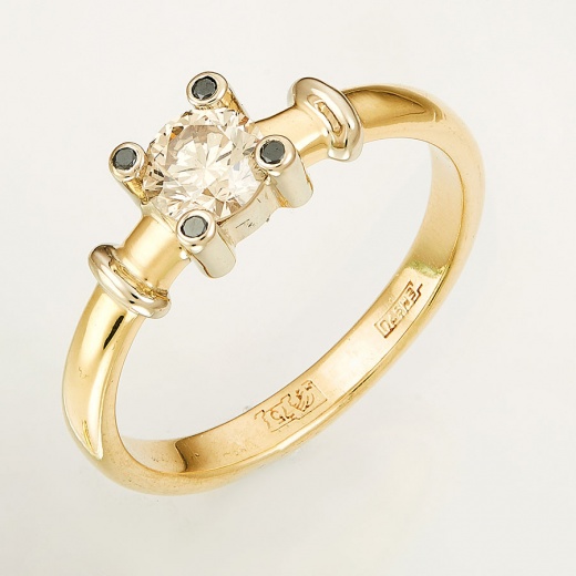Кольцо из комбинированного золота 750 пробы c 5 бриллиантами Л33073155 фото 1