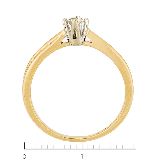 Кольцо из комбинированного золота 585 пробы c 1 бриллиантом, Л28090791 за 19250