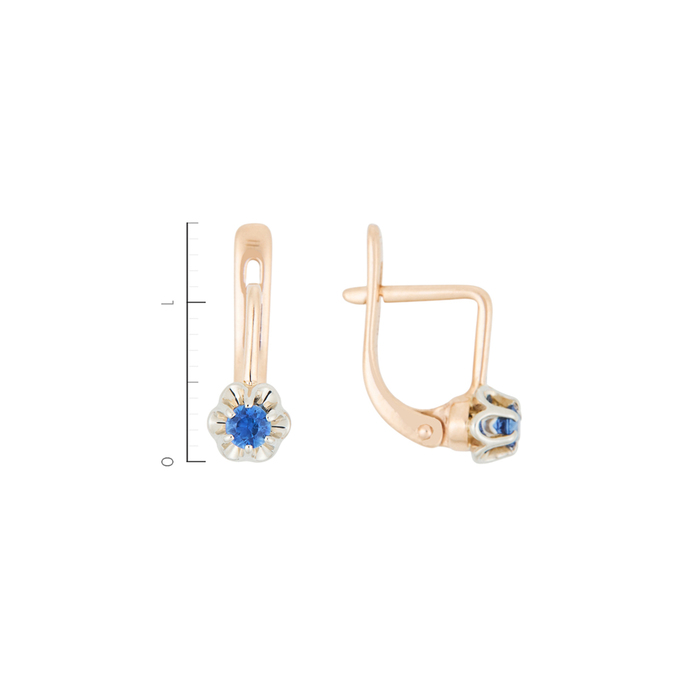 Серьги из золота 585 пробы c 2 сапфирами