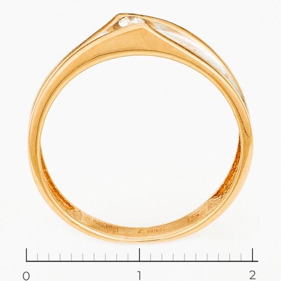 Кольцо из комбинированного золота 585 пробы c 1 бриллиантом, Л24125227 за 12900
