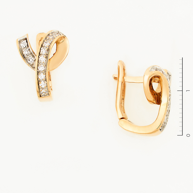 Серьги из красного золота 585 пробы c фианитами