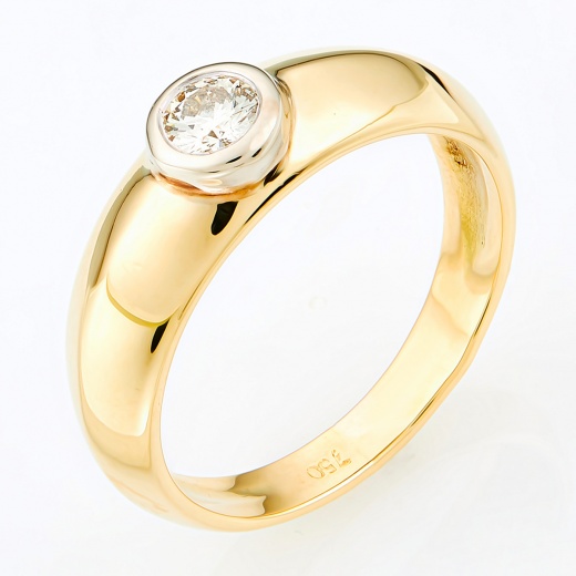 Кольцо из комбинированного золота 750 пробы c 1 бриллиантом Л28067434 фото 1