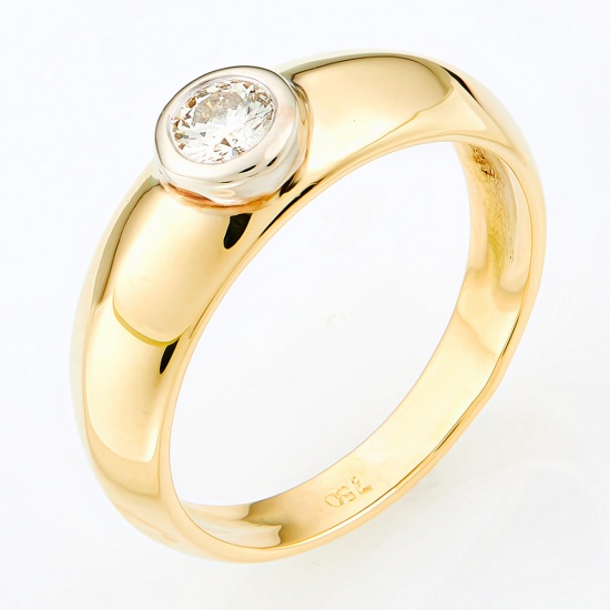 Кольцо из комбинированного золота 750 пробы c 1 бриллиантом, Л28067434 за 57 960 ₽