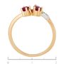 Кольцо из комбинированного золота 585 пробы c 3 бриллиантами и 2 рубинами Л22114633 фото 4