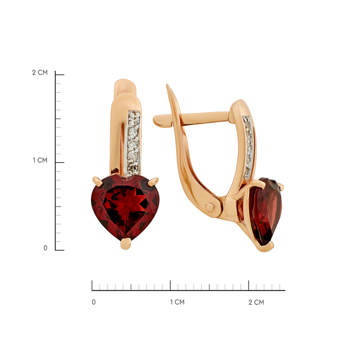 Серьги из золота 585 пробы с гранатами и бриллиантами, Л 5805 2932 за 31200