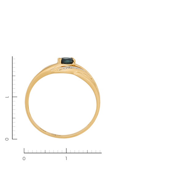 Кольцо из желтого золота 750 пробы c 1 сапфиром и 2 бриллиантами, Л28097683 за 15600