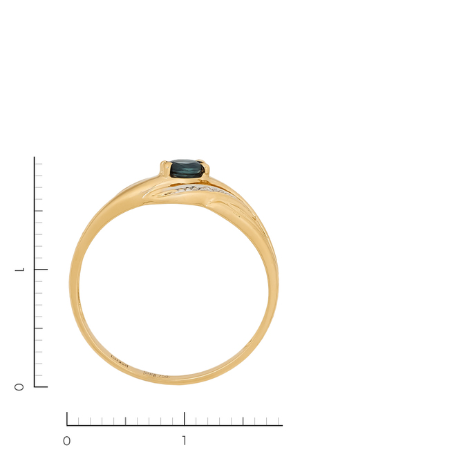 Кольцо из золота 750 пробы c 1 сапфиром и 2 бриллиантами, Л 2809 7683 за 10950