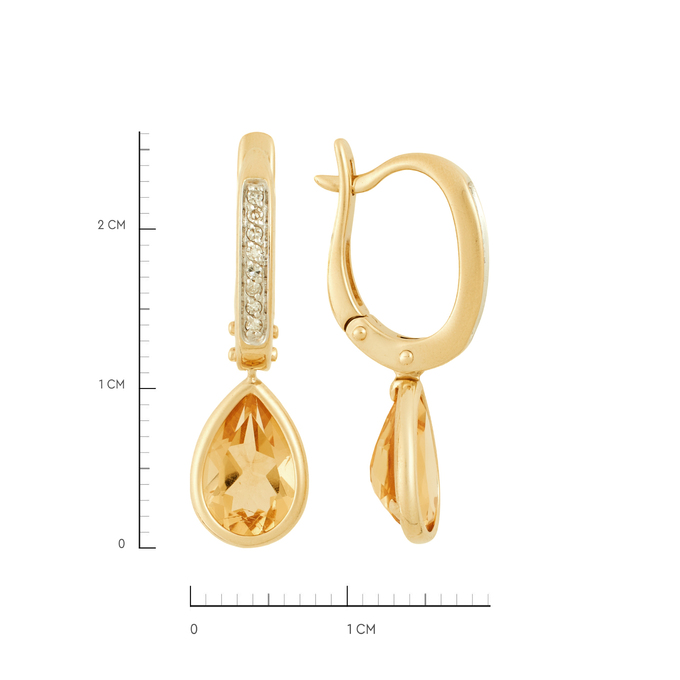 Серьги из золота 585 пробы c цитринами и бриллиантами, Л 2413 6548 за 39200