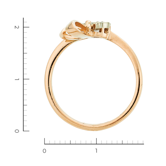 Кольцо из комбинированного золота 583 пробы c 3 бриллиантами, Л25081217 за 11560