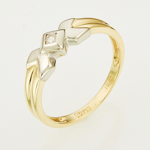 Кольцо из комбинированного золота 750 пробы c 1 бриллиантом Л35049696 фото 1