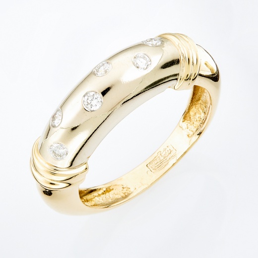 Кольцо из комбинированного золота 750 пробы c 6 бриллиантами 130666 фото 1