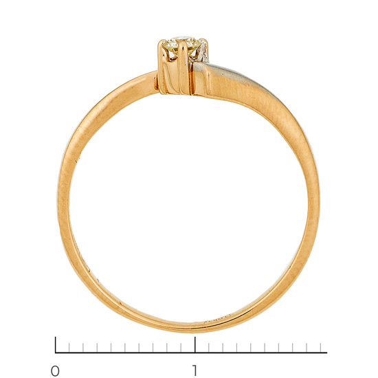 Кольцо из комбинированного золота 585 пробы c 1 бриллиантом, Л29122902 за 11900