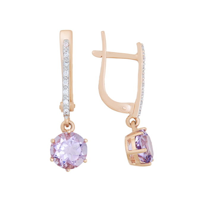 Серьги из золота 585 пробы c аметистами и фианитами, К 0000 4204 за 39300