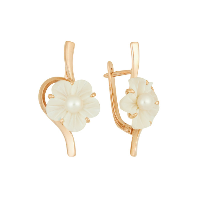 Серьги из золота 585 пробы c культивированным жемчугом и перламутром, Л 0801 4718 за 65400