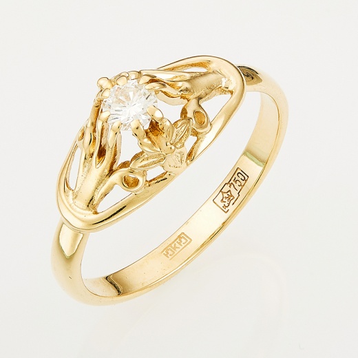 Кольцо из желтого золота 750 пробы c 1 бриллиантом 122187 фото 1