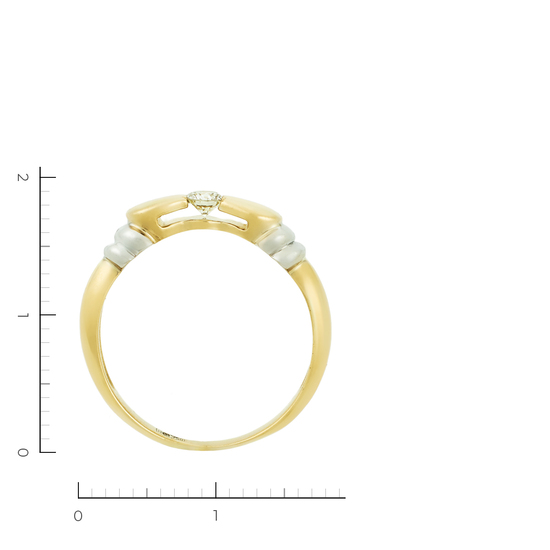 Кольцо из комбинированного золота 750 пробы c 1 бриллиантом, Л43022536 за 31740