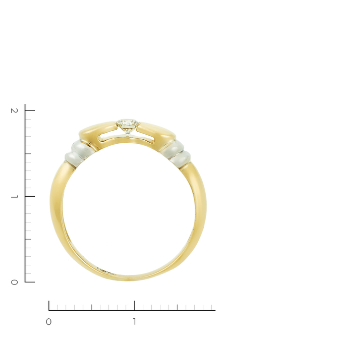 Кольцо из комбинированного золота 750 пробы c 1 бриллиантом