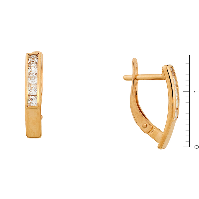 Серьги из красного золота 585 пробы c фианитами
