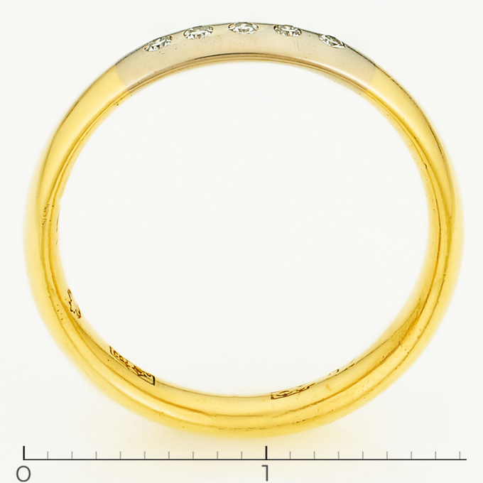 Кольцо из комбинированного золота 750 пробы c 5 бриллиантами