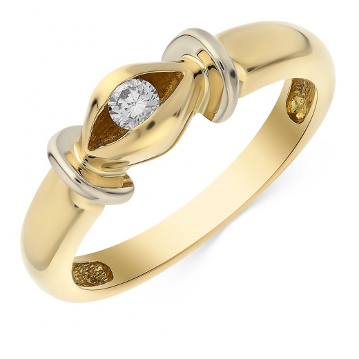 Кольцо из комбинированного золота 750 пробы c 1 бриллиантом 064334 фото 1