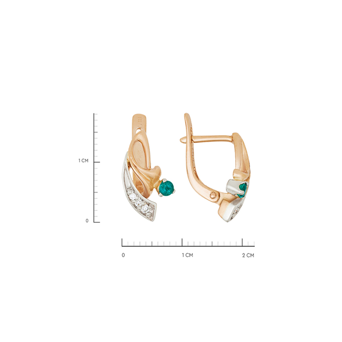 Серьги из золота 585 пробы c изумрудами и бриллиантами, Л 3010 1445 за 39600