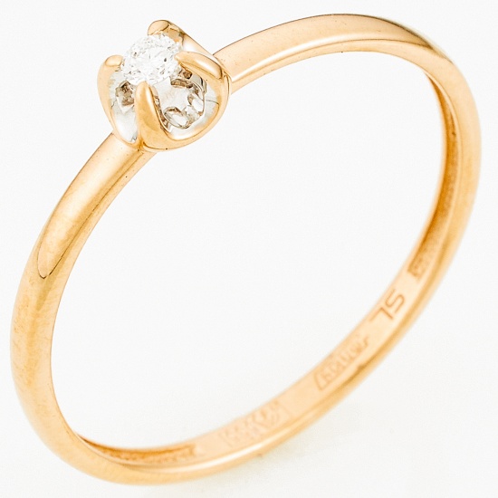 Кольцо из комбинированного золота 585 пробы c 1 бриллиантом, Л19106357 за 10140