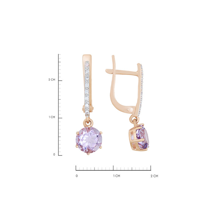 Серьги из золота 585 пробы c аметистами и фианитами, К 0000 4204 за 39300