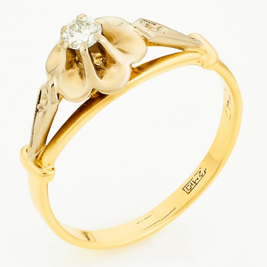 Кольцо из комбинированного золота 750 пробы c 1 бриллиантом Л23155001 фото 1