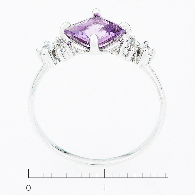 Кольцо из золота 585 пробы c аметистом и фианитами, Л 4707 6850 за 18480