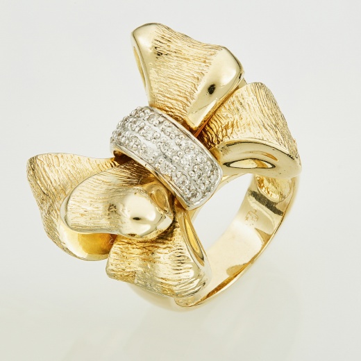 Кольцо из комбинированного золота 585 пробы c 25 бриллиантами Л19088823 фото 1