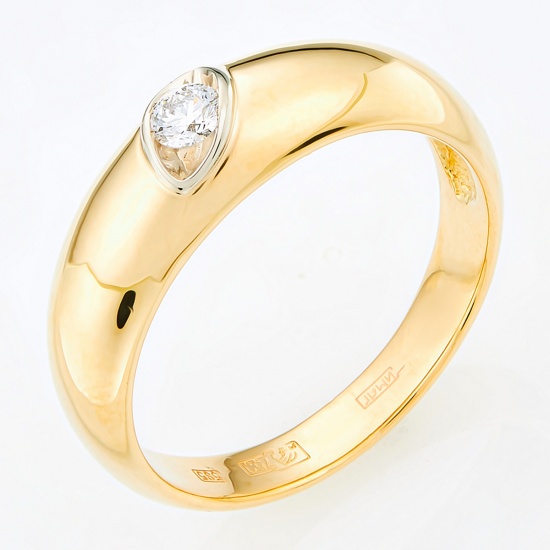 Кольцо из комбинированного золота 750 пробы c 1 бриллиантом, Л08071874 за 29925