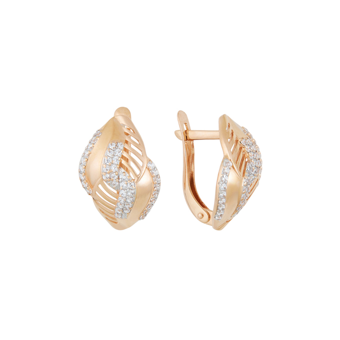 Серьги из золота 585 пробы c фианитами