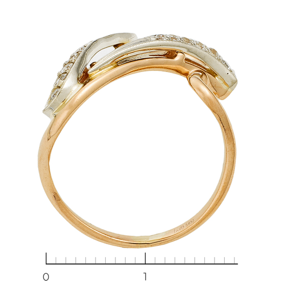 Кольцо из комбинированного золота 585 пробы c фианитами, Л52051694 за 13450