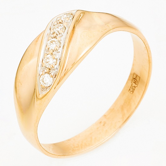 Кольцо из комбинированного золота 585 пробы c 5 бриллиантами, Л46073304 за 9600