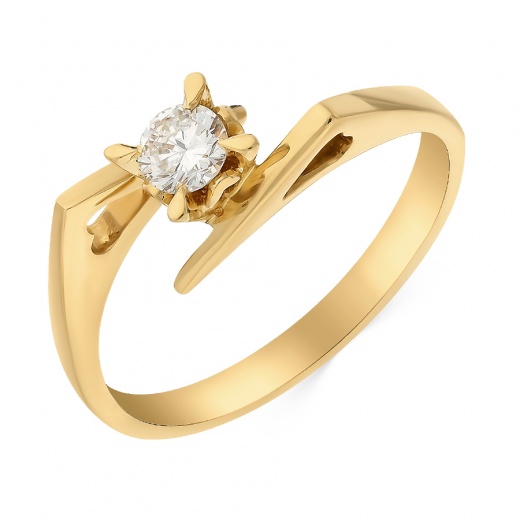 Кольцо из желтого золота 750 пробы c 1 бриллиантом, Л41010838 за 37 500 ₽