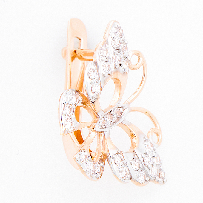 Серьги из золота 585 пробы c фианитами