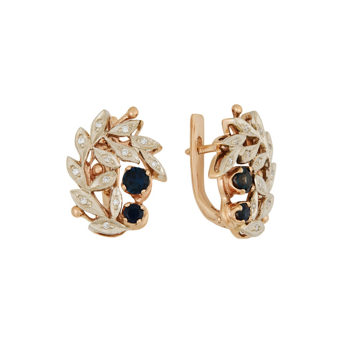 Серьги из золота 585 пробы с сапфирами и бриллиантами, Л 0905 5796 за 108000