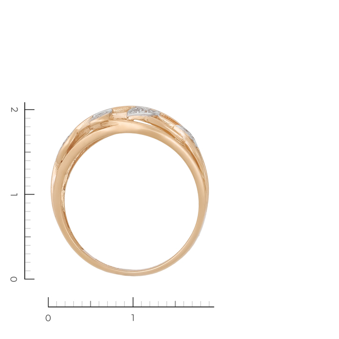 Кольцо из комбинированного золота 585 пробы c 17 бриллиантами, Л 2809 5297 за 14350
