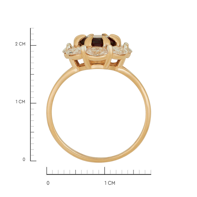 Кольцо из золота 585 пробы c гранатом и фианитами, Л 3014 7440 за 36960
