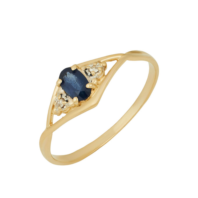 Кольцо из золота 585 пробы c сапфиром и бриллиантами