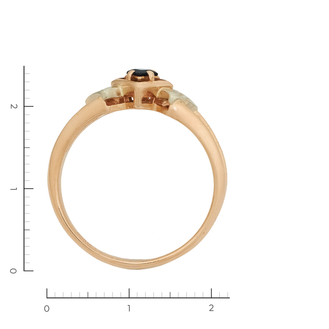 Кольцо из красного золота 585 пробы c 6 бриллиантами и 1 сапфиром, Л 3112 5726 за 34320