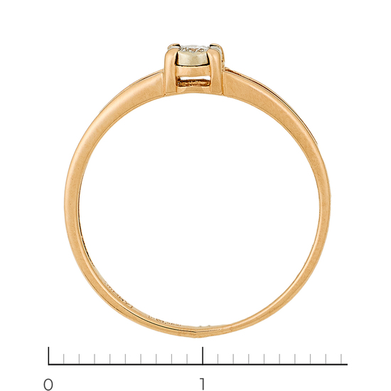 Кольцо из комбинированного золота 585 пробы c 1 бриллиантом, Л31121992 за 7500