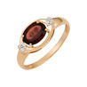 Кольцо из золота 585 пробы c гранатом и фианитами